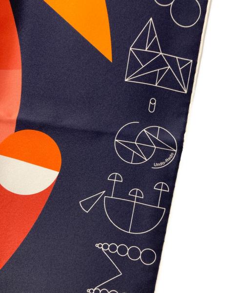 HERMES（エルメス）HERMES (エルメス) カレ65 ネイビー×オレンジの古着・服飾アイテム