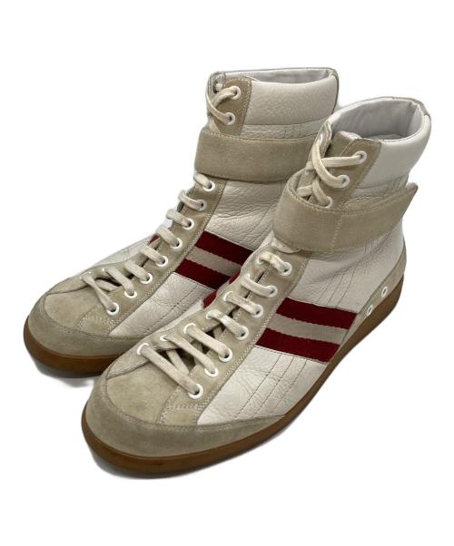 BALLY（バリー）BALLY (バリー) ハイカットスニーカー ホワイト×レッド サイズ:EU8E US9の古着・服飾アイテム