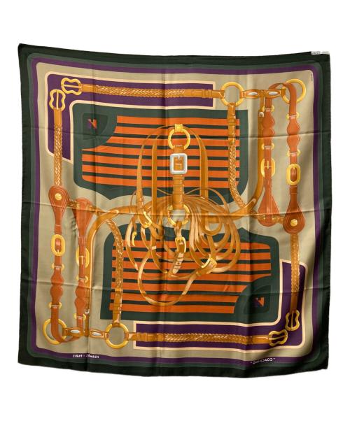 HERMES（エルメス）HERMES (エルメス) カレ90 グリーン×パープルの古着・服飾アイテム