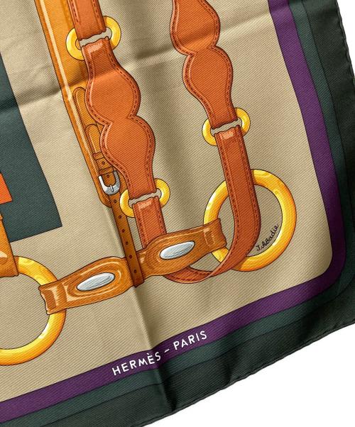 HERMES（エルメス）HERMES (エルメス) カレ90 グリーン×パープルの古着・服飾アイテム