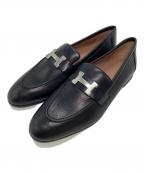 HERMESエルメス）の古着「モカシン パリ Hロゴ ローファー」｜ブラック