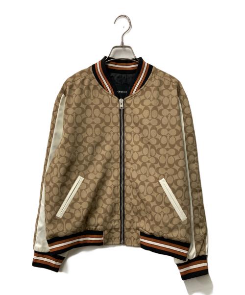 COACH（コーチ）COACH (コーチ) シグネチャー スーベニア ジャケット ホワイト×ベージュ サイズ:Ｍの古着・服飾アイテム