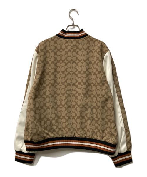 COACH（コーチ）COACH (コーチ) シグネチャー スーベニア ジャケット ホワイト×ベージュ サイズ:Ｍの古着・服飾アイテム