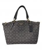 COACHコーチ）の古着「シグネチャーキャンバス 2WAYバッグ」｜グレー×ブラック