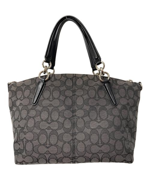 COACH（コーチ）COACH (コーチ) シグネチャーキャンバス 2WAYバッグ グレー×ブラックの古着・服飾アイテム