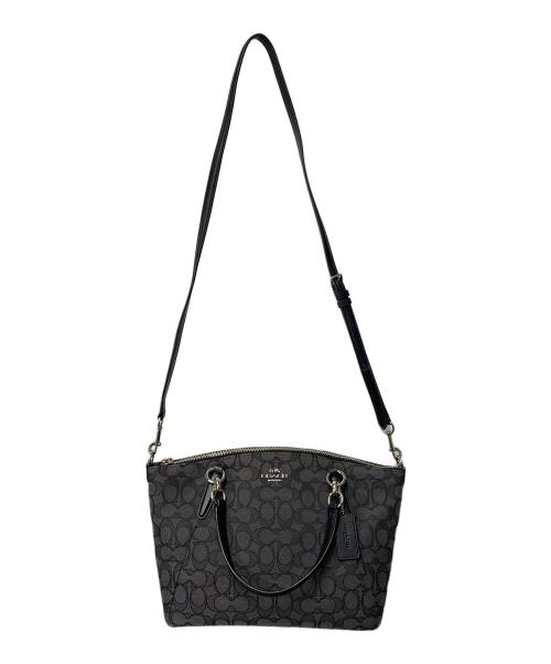 COACH（コーチ）COACH (コーチ) シグネチャーキャンバス 2WAYバッグ グレー×ブラックの古着・服飾アイテム