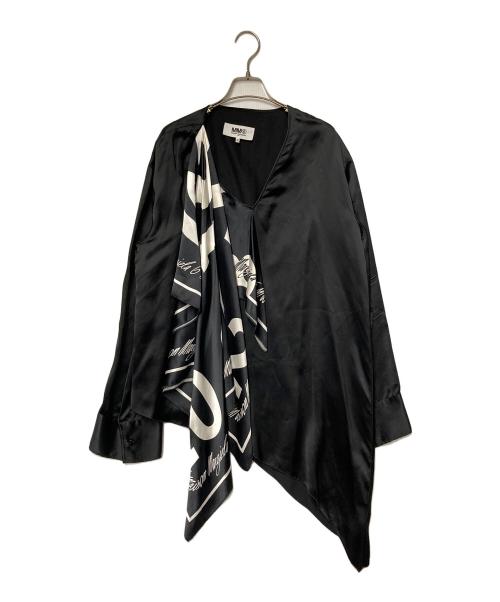 MM6 Maison Margiela（エムエムシックスメゾンマルジェラ）MM6 Maison Margiela (エムエムシックスメゾンマルジェラ) スカーフドッキング変形プルオーバーブラウス S32NC0642 STN962 ブラック×ホワイト サイズ:UNIの古着・服飾アイテム