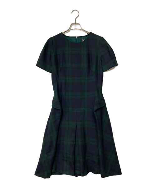 ALEXANDER McQUEEN（アレキサンダーマックイーン）ALEXANDER McQUEEN (アレキサンダーマックイーン) チェックワンピース 298945 グリーン サイズ:44の古着・服飾アイテム