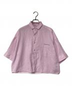 ticca×Spick and Spanティッカ×スピックアンドスパン）の古着「別注 リネン半袖エンブロイダイリーシャツ 0241401419」｜ピンク