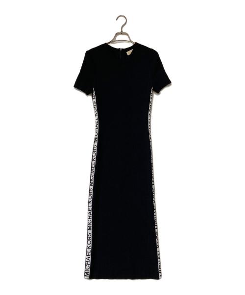 MICHAEL KORS（マイケル・コース）MICHAEL KORS (マイケルコース) ロゴサイドライン リブニットワンピース JS381NQ5ZV ブラック サイズ:Mの古着・服飾アイテム
