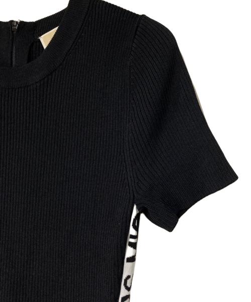 MICHAEL KORS（マイケル・コース）MICHAEL KORS (マイケルコース) ロゴサイドライン リブニットワンピース JS381NQ5ZV ブラック サイズ:Mの古着・服飾アイテム