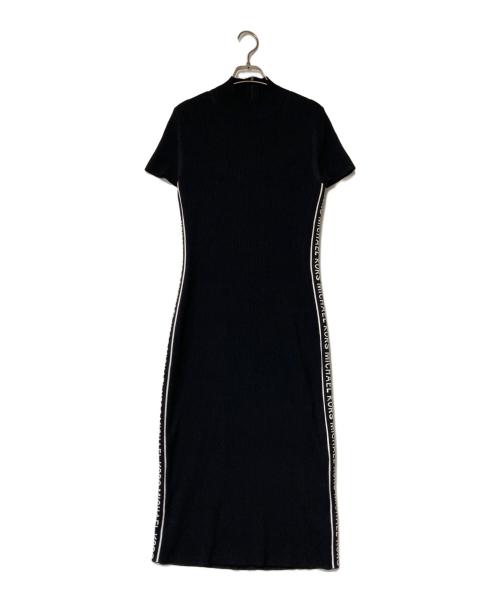 MICHAEL KORS（マイケル・コース）MICHAEL KORS (マイケルコース) ロゴサイドライン リブニットワンピース JS180LN5ZV ブラック サイズ:Lの古着・服飾アイテム