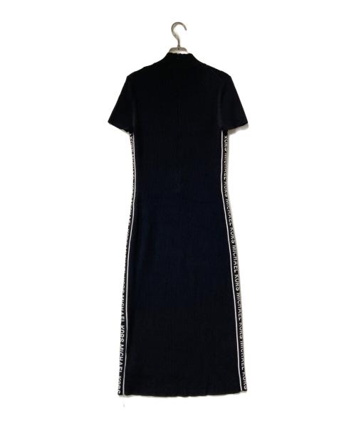 MICHAEL KORS（マイケル・コース）MICHAEL KORS (マイケルコース) ロゴサイドライン リブニットワンピース JS180LN5ZV ブラック サイズ:Lの古着・服飾アイテム