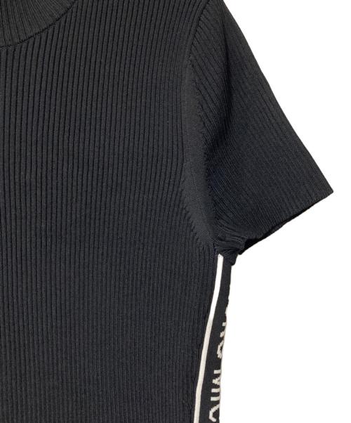 MICHAEL KORS（マイケル・コース）MICHAEL KORS (マイケルコース) ロゴサイドライン リブニットワンピース JS180LN5ZV ブラック サイズ:Lの古着・服飾アイテム