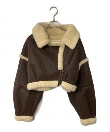 THROW（スロー）の古着「MOUTON CROP JK フェイクムートン クロップ ジャケット」｜ブラウン