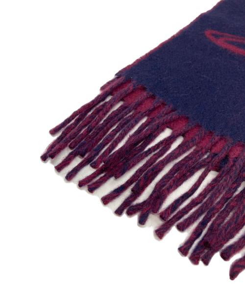 Vivienne Westwood（ヴィヴィアンウエストウッド）Vivienne Westwood (ヴィヴィアンウエストウッド) オーブロゴマフラー ボルドー×ネイビーの古着・服飾アイテム