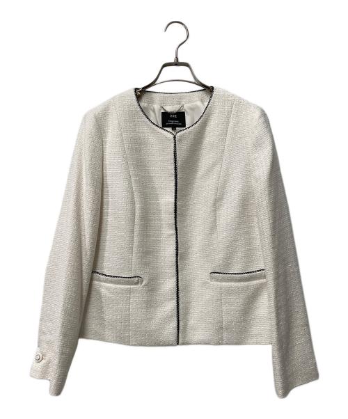 23区（ニジュウサンク）23区 (ニジュウサンク) ツイードノーカラージャケット ホワイト サイズ:SIZE 44の古着・服飾アイテム