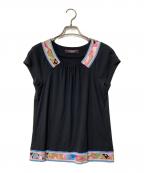LEONARDレオナール）の古着「ノースリーブカットソー」｜ブラック×ピンク