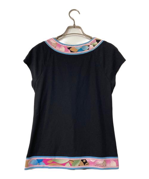 LEONARD（レオナール）LEONARD (レオナール) ノースリーブカットソー ブラック×ピンク サイズ:Ｍの古着・服飾アイテム