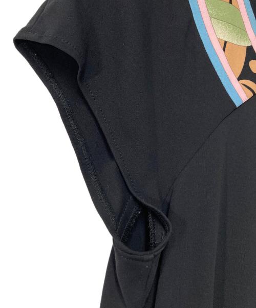 LEONARD（レオナール）LEONARD (レオナール) ノースリーブカットソー ブラック×ピンク サイズ:Ｍの古着・服飾アイテム