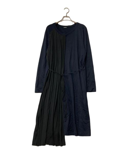 JIL SANDER NAVY（ジルサンダー ネイビー）JIL SANDER NAVY (ジルサンダー ネイビー) 切替プリーツワンピース JNWL5032C ネイビー×ブラック サイズ:38の古着・服飾アイテム