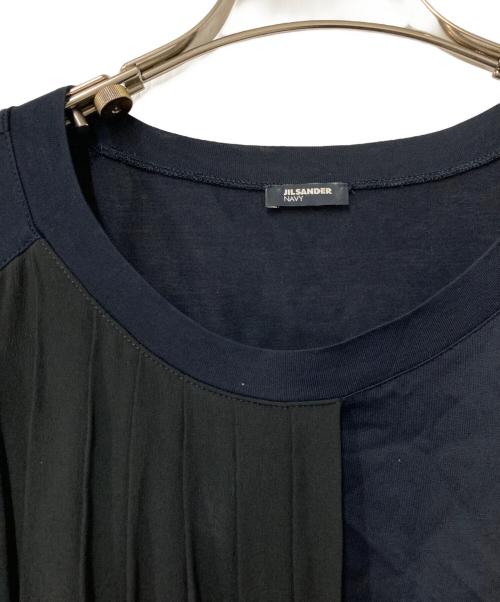 JIL SANDER NAVY（ジルサンダー ネイビー）JIL SANDER NAVY (ジルサンダー ネイビー) 切替プリーツワンピース JNWL5032C ネイビー×ブラック サイズ:38の古着・服飾アイテム