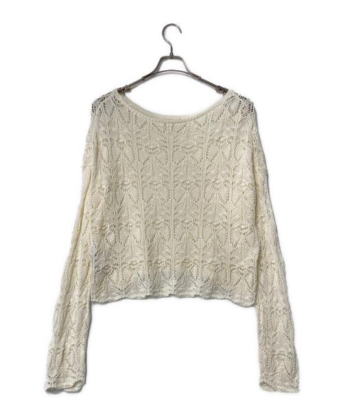 Spick and Span（スピックアンドスパン）Spick and Span (スピックアンドスパン) 25SS ギマコットン透かし編みボートネックニット アイボリー サイズ:FREEの古着・服飾アイテム