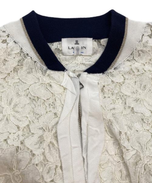 LANVIN en Bleu（ランバンオンブルー）LANVIN en Bleu (ランバンオンブルー) レースブルゾン / カットワークジャケット ホワイト×ネイビー サイズ:38の古着・服飾アイテム