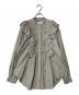 sara mallika（サラマリカ）の古着「CTN STRIPE BIG FRILL SHIRRING SHIRTS」｜カーキ×ホワイト