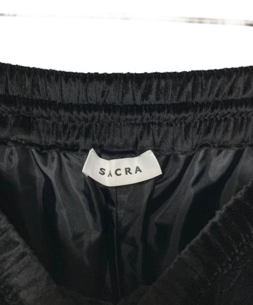 SACRA（サクラ）SACRA (サクラ) TRIACETATE VELOUR PANTS/トリアセテート ベロア パンツ ブラック サイズ:38の古着・服飾アイテム