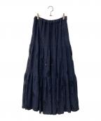 IENA LA BOUCLEイエナ ラ ブークル）の古着「リーフ柄レース ティアードスカート」｜ネイビー