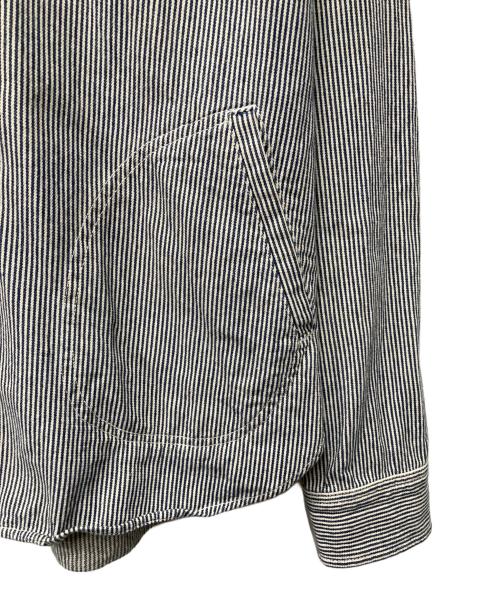 stussy（ステューシー）stussy (ステューシー) ジップアップストライプフーデットジャケット ネイビー×ホワイト サイズ:LARGEの古着・服飾アイテム