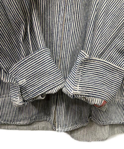 stussy（ステューシー）stussy (ステューシー) ジップアップストライプフーデットジャケット ネイビー×ホワイト サイズ:LARGEの古着・服飾アイテム