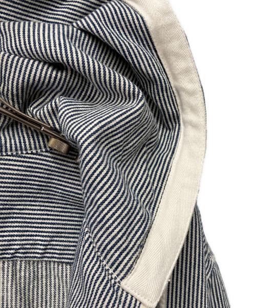 stussy（ステューシー）stussy (ステューシー) ジップアップストライプフーデットジャケット ネイビー×ホワイト サイズ:LARGEの古着・服飾アイテム