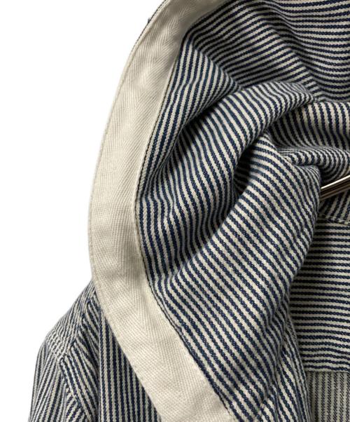 stussy（ステューシー）stussy (ステューシー) ジップアップストライプフーデットジャケット ネイビー×ホワイト サイズ:LARGEの古着・服飾アイテム