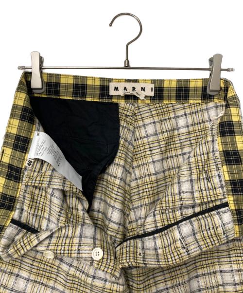 MARNI（マルニ）MARNI (マルニ) 裾ドローコードコットンチェックロングパンツ PUMU0160Q0 UTC026 21AW イエロー サイズ:46の古着・服飾アイテム
