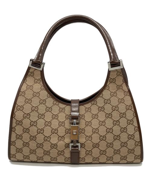 GUCCI（グッチ）GUCCI (グッチ) ジャッキー GGキャンバス ワンショルダーバッグ ベージュ×ブラウンの古着・服飾アイテム
