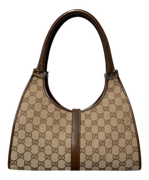 GUCCI（グッチ）GUCCI (グッチ) ジャッキー GGキャンバス ワンショルダーバッグ ベージュ×ブラウンの古着・服飾アイテム