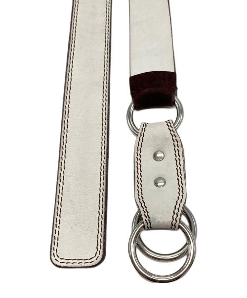 LOEWE（ロエベ）LOEWE (ロエベ) アナグラム スエード切替ベルト 180507 ホワイト サイズ:80/32の古着・服飾アイテム