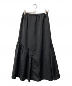 MACPHEEマカフィー）の古着「クリンクルサテン アシンメトリーギャザースカート 12-05-24-05003」｜ブラック