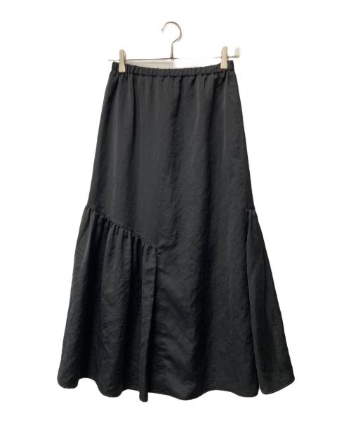 MACPHEE（マカフィー）MACPHEE (マカフィー) クリンクルサテン アシンメトリーギャザースカート 12-05-24-05003 ブラック サイズ:34の古着・服飾アイテム