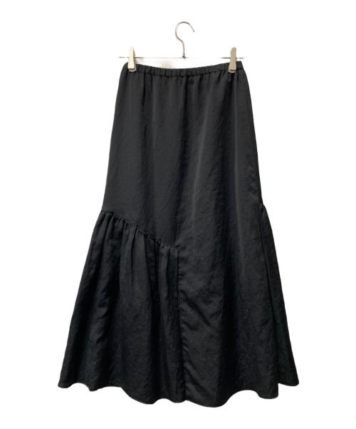 MACPHEE（マカフィー）MACPHEE (マカフィー) クリンクルサテン アシンメトリーギャザースカート 12-05-24-05003 ブラック サイズ:34の古着・服飾アイテム