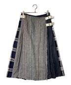 O'NEIL OF DUBLINオニールオブダブリン）の古着「チェックリネンラップスカート」｜ネイビー×グレー