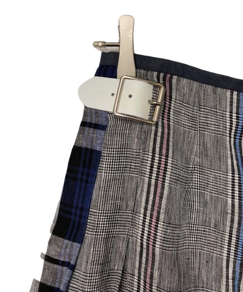 O'NEIL OF DUBLIN（オニールオブダブリン）O'NEIL OF DUBLIN (オニールオブダブリン) チェックリネンラップスカート ネイビー×グレー サイズ:CB10/F38/D36/I42/US8の古着・服飾アイテム