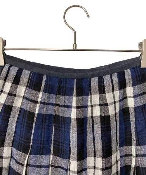O'NEIL OF DUBLIN（オニールオブダブリン）O'NEIL OF DUBLIN (オニールオブダブリン) チェックリネンラップスカート ネイビー×グレー サイズ:CB10/F38/D36/I42/US8の古着・服飾アイテム