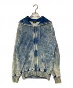 DIESELディーゼル）の古着「タイダイダメージジップパーカー」｜インディゴ