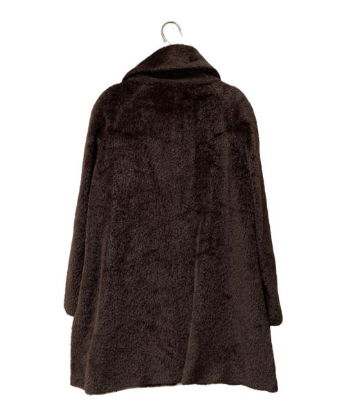 Max Mara Studio（マックスマーラ ストゥディオ）MAX MARA STUDIO (マックスマーラ ストゥディオ) アルパカ混スタンドカラーシャギーコート ブラウン サイズ:34の古着・服飾アイテム