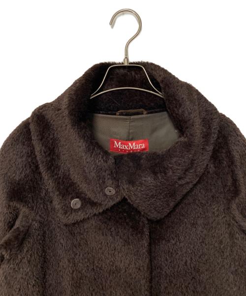 Max Mara Studio（マックスマーラ ストゥディオ）MAX MARA STUDIO (マックスマーラ ストゥディオ) アルパカ混スタンドカラーシャギーコート ブラウン サイズ:34の古着・服飾アイテム