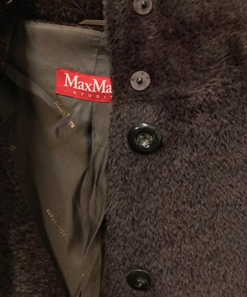 Max Mara Studio（マックスマーラ ストゥディオ）MAX MARA STUDIO (マックスマーラ ストゥディオ) アルパカ混スタンドカラーシャギーコート ブラウン サイズ:34の古着・服飾アイテム
