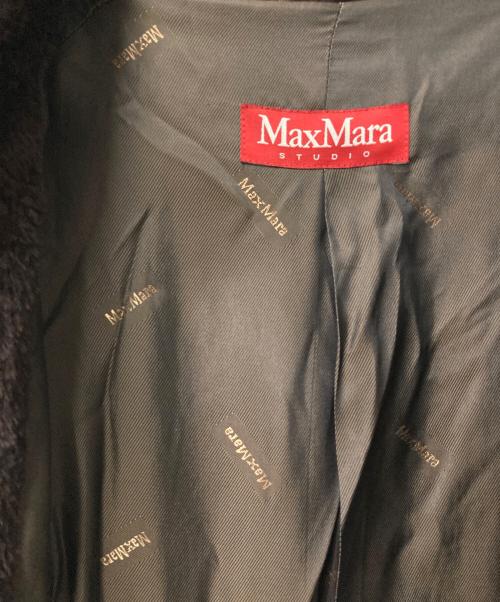 Max Mara Studio（マックスマーラ ストゥディオ）MAX MARA STUDIO (マックスマーラ ストゥディオ) アルパカ混スタンドカラーシャギーコート ブラウン サイズ:34の古着・服飾アイテム